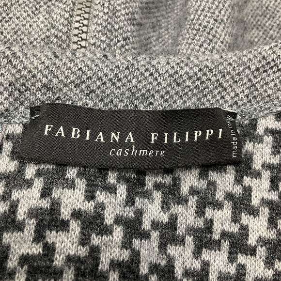 FABIANA FILIPPI GREY MONILI BEAD EMBELLISHED TWO TONE CASHMERE KNIT PULLOVER SWE - Picture 4 of 7